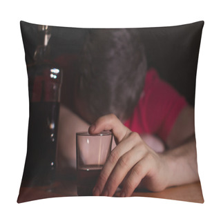 Personality  Drunk Man Asleep At A Table Pillow Covers