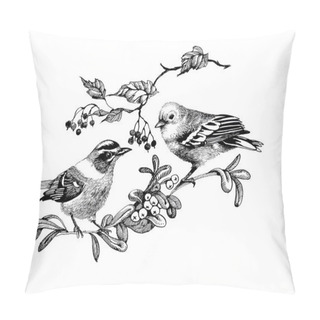 Personality  Birds On Twigs Illustration Pillow Covers