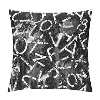 Personality  Monochrome Letters On A Black Background Graffiti Grunge Texture Vector Illustration Pillow Covers