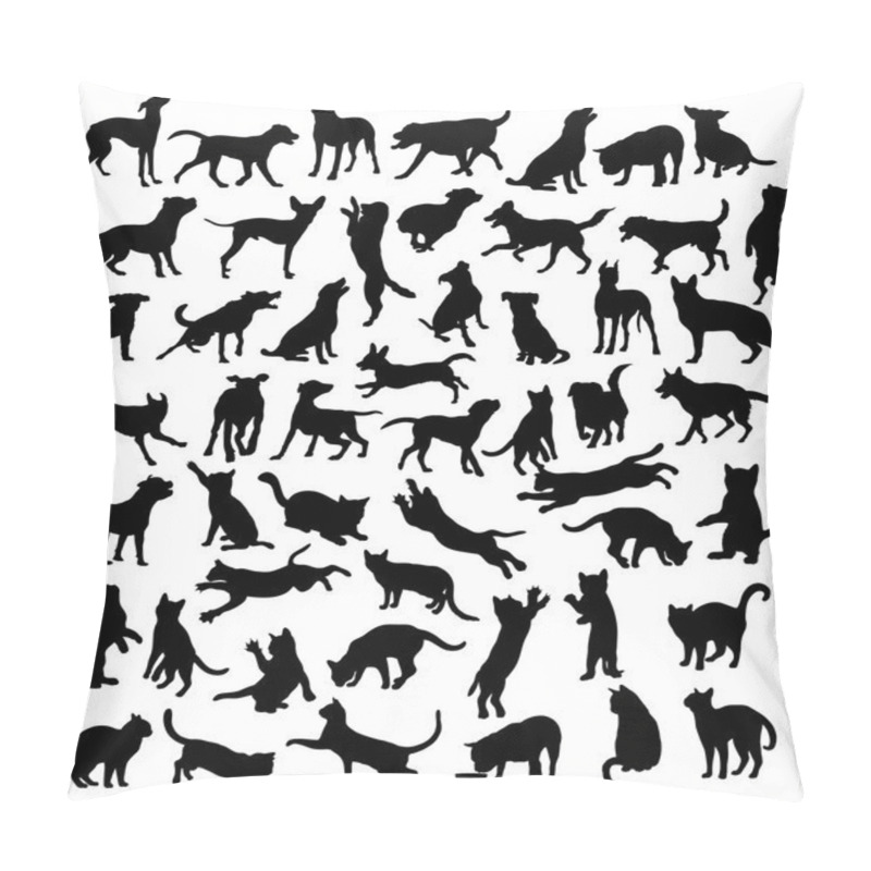 Personality  Cat And Dog, Pet Animal, Silhouettes Pillow Covers