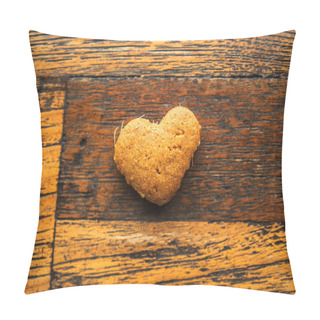 Personality  Heart Shaped Cookie On Wooden Background Pillow Covers
