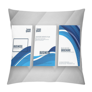 Personality  Modern Wave Design Business Brochure Template Set Vector Pillow Covers