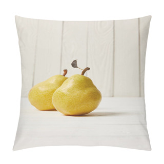 Personality  Two Yellow Organic Pears On Wooden Background Pillow Covers