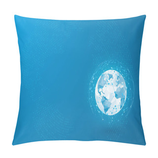 Personality  Global Network. World Map Point And Lines And Triangles. Point Connecting Network. Vector Illustration On Blue Background Pillow Covers