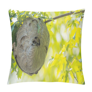Personality  Wasp Nest Hanging Overhead With Wasps Coming Out From The Inside. Pillow Covers