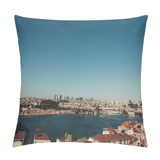 Personality  Picturesque View Of City And Bosphorus Strait Against Cloudless Sky, Istanbul, Turkey Pillow Covers