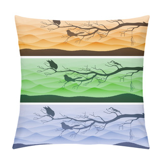 Personality  Tree Branch And Birds Silhouettes Pillow Covers