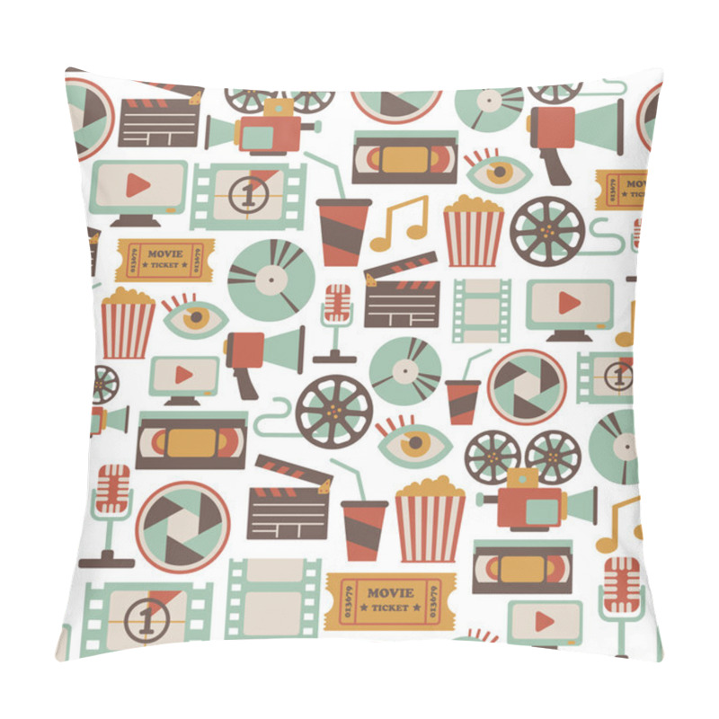 Personality  Seamless Pattern With Retro Cinema Icons Pillow Covers