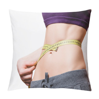 Personality  Woman Showing Her Abs With Metric Pillow Covers