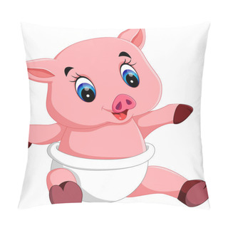 Personality  Illustration Of Cute Baby Pig Cartoon Pillow Covers
