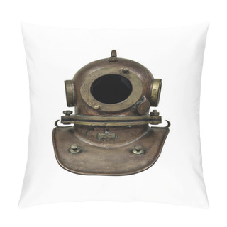 Personality  Vintage Brass Diving Helmet. Part Of A Diving Suit. Isolate On A White Background. Pillow Covers