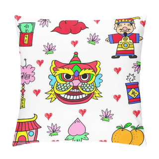 Personality  Illustration Of Chinese New Year Doodles Pillow Covers