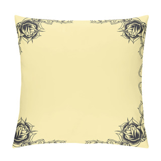 Personality  Roses Frame Oldskool Tattoo Style Pillow Covers