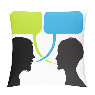 Personality  Dialogue Comic Strip With Silhouettes Pillow Covers