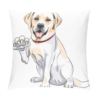 Personality  Vector Dog Labrador Retriever Cheerful Smiles And Gives A Paw Pillow Covers