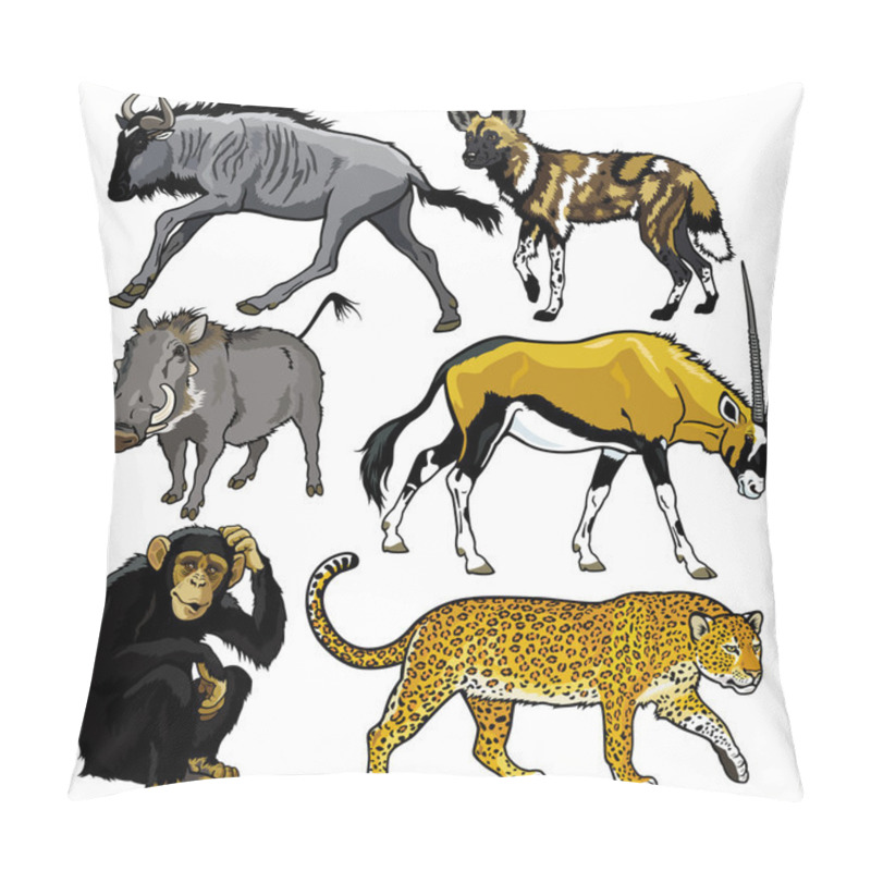 Personality  Set With Animals Of Africa Pillow Covers