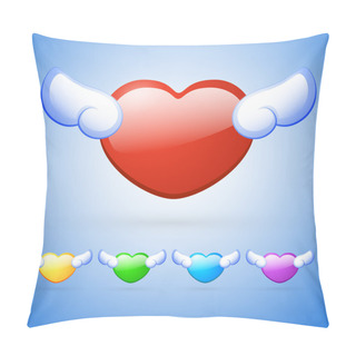 Personality  Hearts With Wings. Vector Set Of Buttons. Pillow Covers