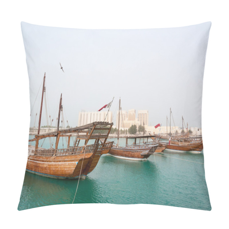 Personality  Boats (Dhow) Mooring At Doha Corniche, Qatar Pillow Covers