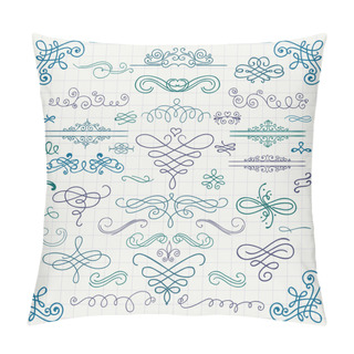 Personality  Vector Colorful Vintage Hand Drawn Swirls Collection Pillow Covers