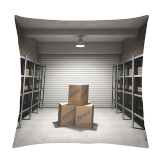 Personality  Storage Room With Boxes And Shelves Pillow Covers