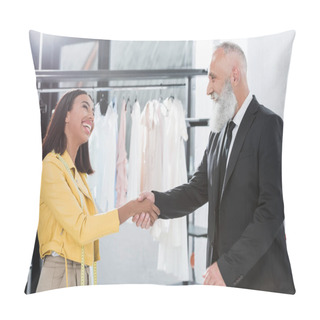 Personality  Stylist Greeting Grey Haired Customer Pillow Covers