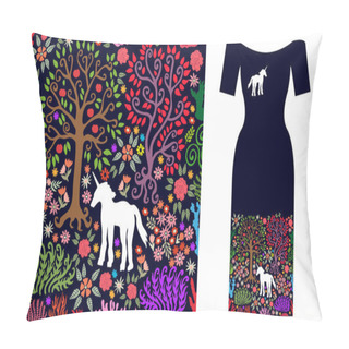 Personality  Unicorn In The Forest. Party Dress Design. Pillow Covers