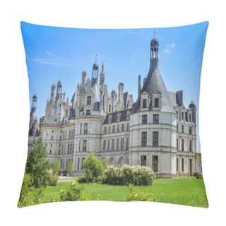 Personality  CHAMBORD CASTLE, FRANCE - JULY 07, 2017: Lateral View In A Sunny Day In Chambord Castle, France On July 07, 2017 Pillow Covers