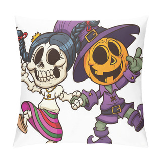 Personality  Dia De Muertos And Halloween Pillow Covers