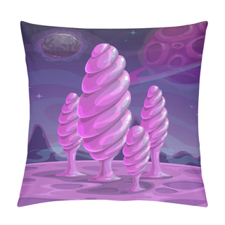Personality  Fantasy Glossy Alien Mushrooms, Cartoon Magic Plant. Pillow Covers