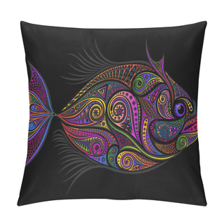 Personality  Color Vector Fish From Various Patterns Pillow Covers