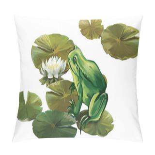 Personality  Frog Sitting On A Lily Leaves Pillow Covers