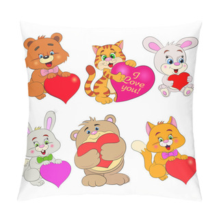 Personality  Cartoon  Animals With Hearts Pillow Covers