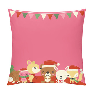 Personality  Christmas Woodland Creatures Party Copy Space Pillow Covers