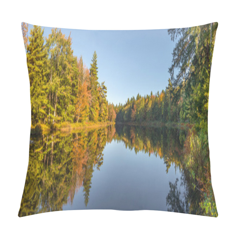 Personality  Panorama Of A Forest Lake In Fall Pillow Covers