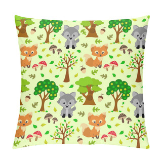 Personality  The Wolf And The Fox In The Forest. Pillow Covers