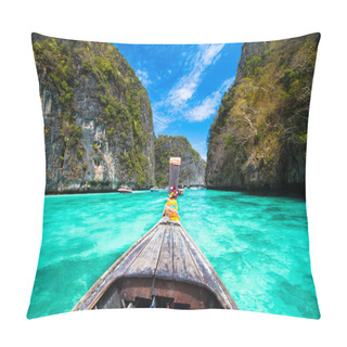 Personality  Wooden Boat On Phi Phi Island, Thailand. Pillow Covers