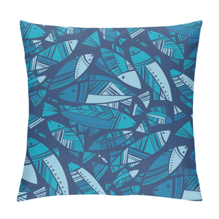 Personality  Blue Mosaic Nord Fish Seamless Pattern Pillow Covers