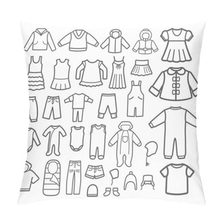 Personality  Set Of Children Clothing. Vector Icons. Pillow Covers