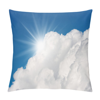 Personality  Blue Sky With Clouds And Sun Rays Pillow Covers