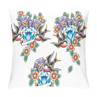 Personality  Swallow Tattoo Design Pillow Covers