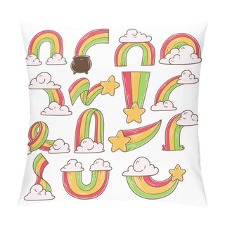 Personality  Set Of Rainbow With A Hand-drawn Illustration Pillow Covers