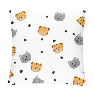Personality  Cute, Cats, Tigers, Pattern, Vector, Background Pillow Covers