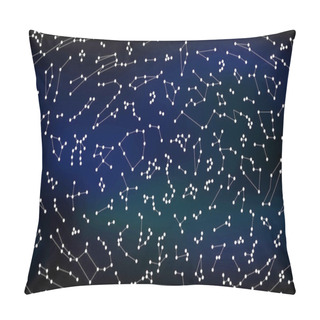 Personality  Raster Illustration. Astronomy Different Constellations Pillow Covers