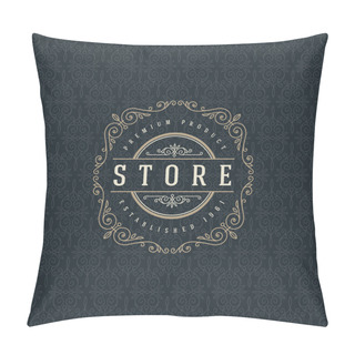 Personality  Logo Template With Flourishes Calligraphic Elegant Ornament Elements. Identity Design For Store Or Cafe, Shop, Restaurant, Boutique, Hotel, Heraldic, Fashion And Etc. Pillow Covers