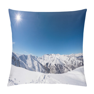 Personality  Sun Star Glowing Over Snowcapped Mountain Range, Italian Alps Pillow Covers