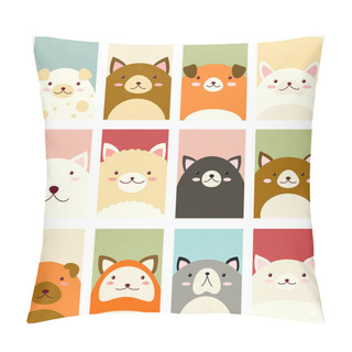 Personality  Set Of Banners With Cute Dogs Pillow Covers