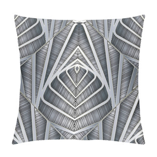 Personality  Embroidery Geometric Seamless Pattern. Grunge Background. Pillow Covers