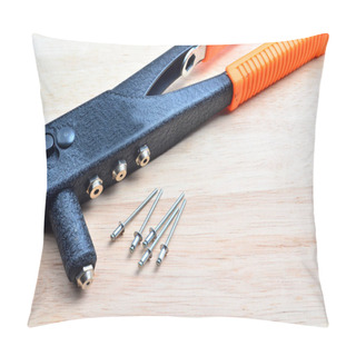 Personality  Hand  Riveter On Wooden Background Pillow Covers