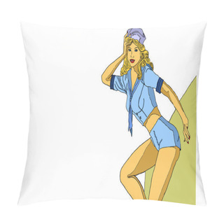Personality  Pinup Girl On A White Background Pillow Covers