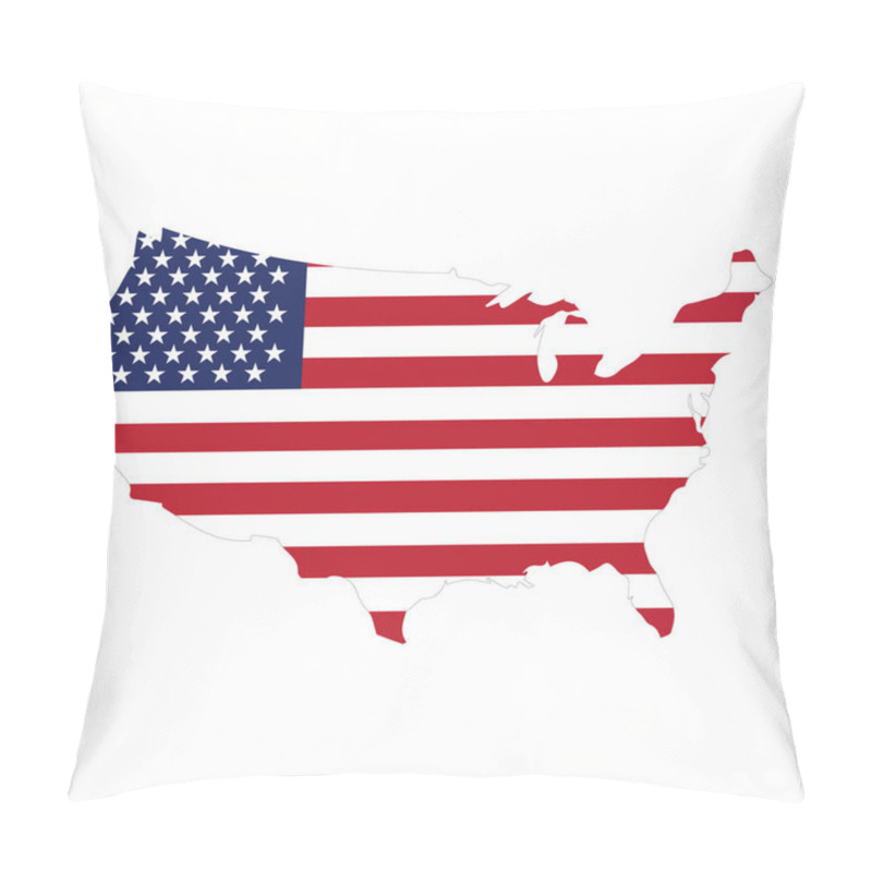 Personality  United States Of America National Flag On Map Vector Illustration Gray Background. Pillow Covers